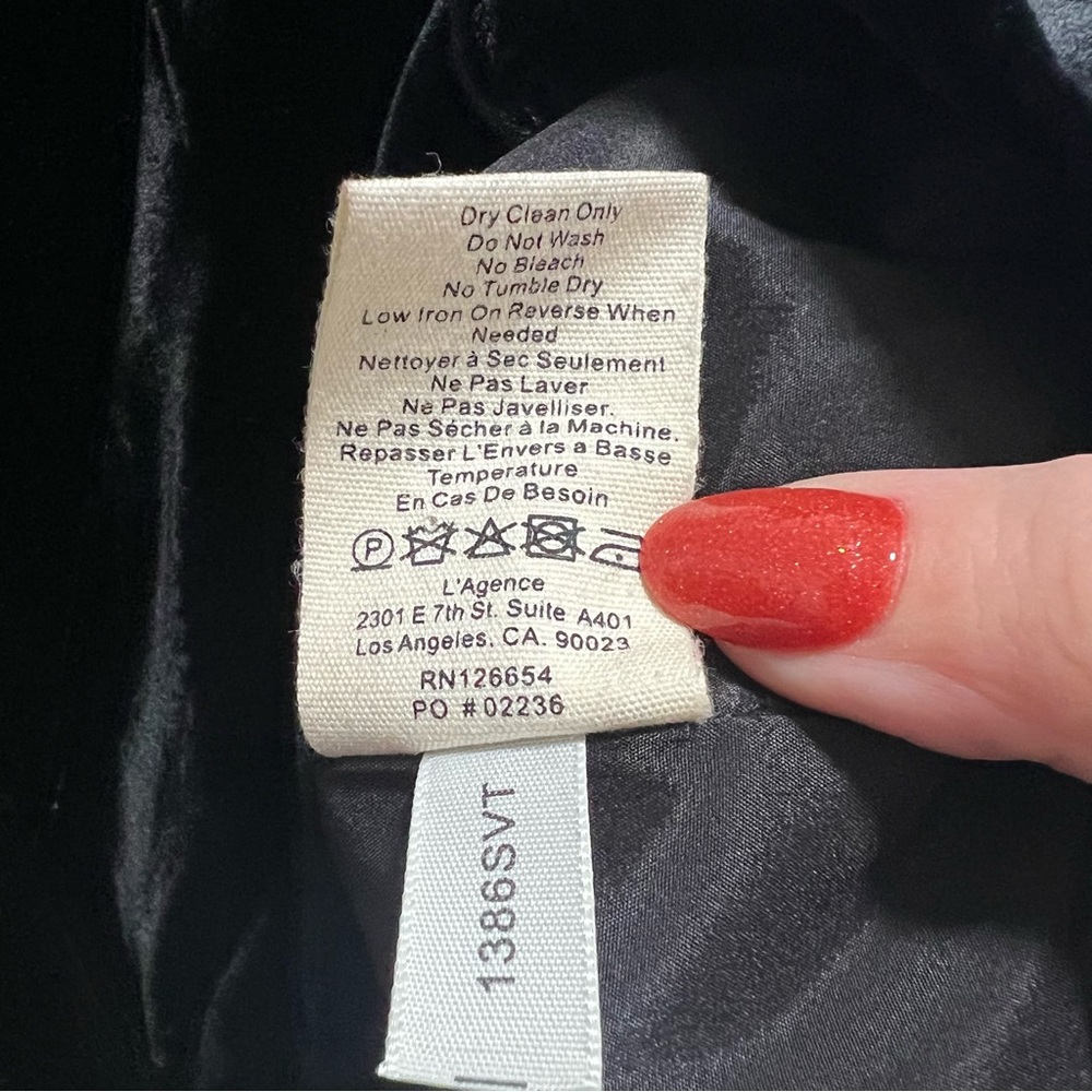 L’AGENCE Chamberlain Velvet Blazer Jacket Black - Picture 11 of 11